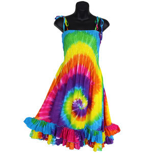 Double Ruffle Spiral Tie-Dye Salsa Dress/Skirt